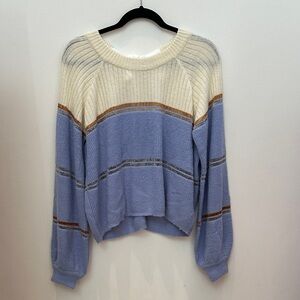 For Love And Lemons Blue and Cream Striped Sweater